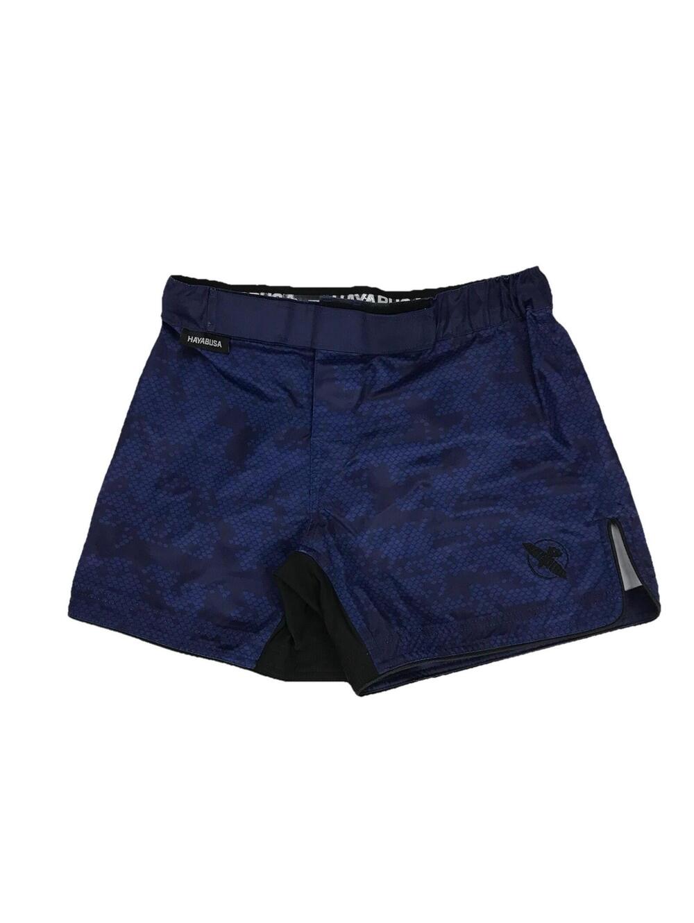 HAYABUSA Hex Mid-Thigh Fight Shorts Mens Small S Blue Kickboxing Jiu Jitsu MMA